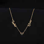 Double Name Necklace, Custom Two Name Heart Pendant, Personalized Couples Necklace, Sterling Silver Gift for Wife Mom