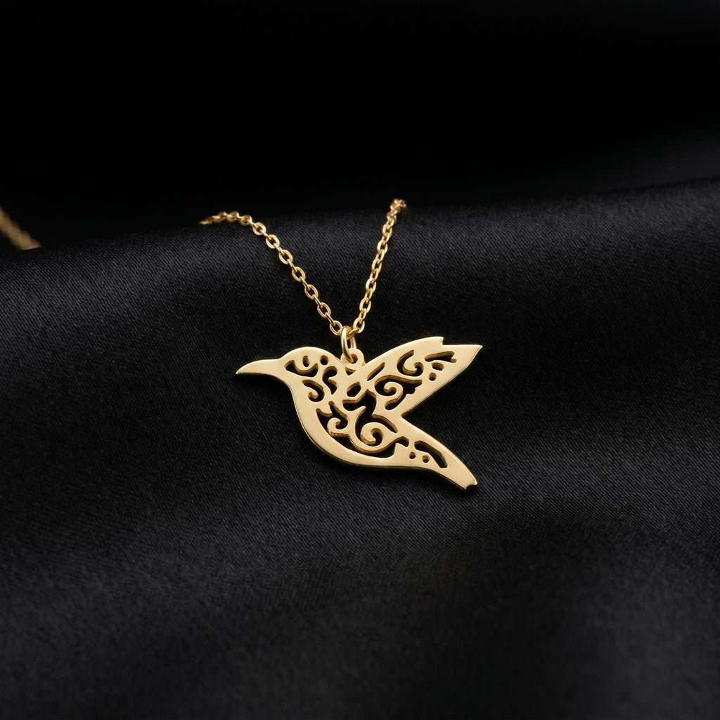 Hummingbird Necklace, Sterling Silver Bird Pendant, Nature Inspired Jewelry, Dainty Animal Necklace, Gift for Her