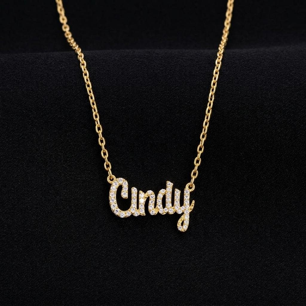 Script Name Necklace, Custom CZ Nameplate Pendant, Dainty Personalized Jewelry, Sparkly Name Gift for Her, Bridesmaid Gift