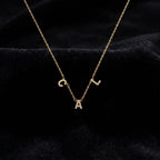 Initial Necklace, Dainty CZ Letter Charm, Sideways Initial Pendant, Cursive Alphabet Jewelry, Personalized Gift for Her
