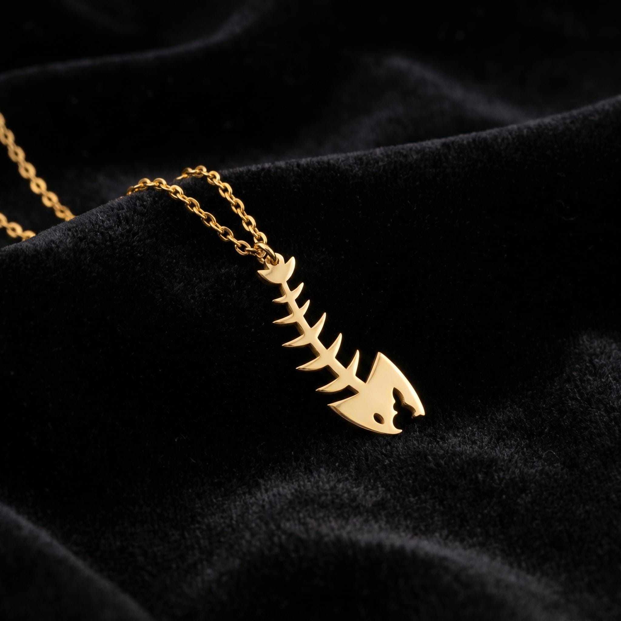 Fish Bone Necklace, Minimalist Fish Skeleton Pendant, Sterling Silver Ocean Sea Life Jewelry, Quirky Gift for Her