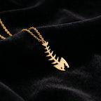 Fish Bone Necklace, Minimalist Fish Skeleton Pendant, Sterling Silver Ocean Sea Life Jewelry, Quirky Gift for Her