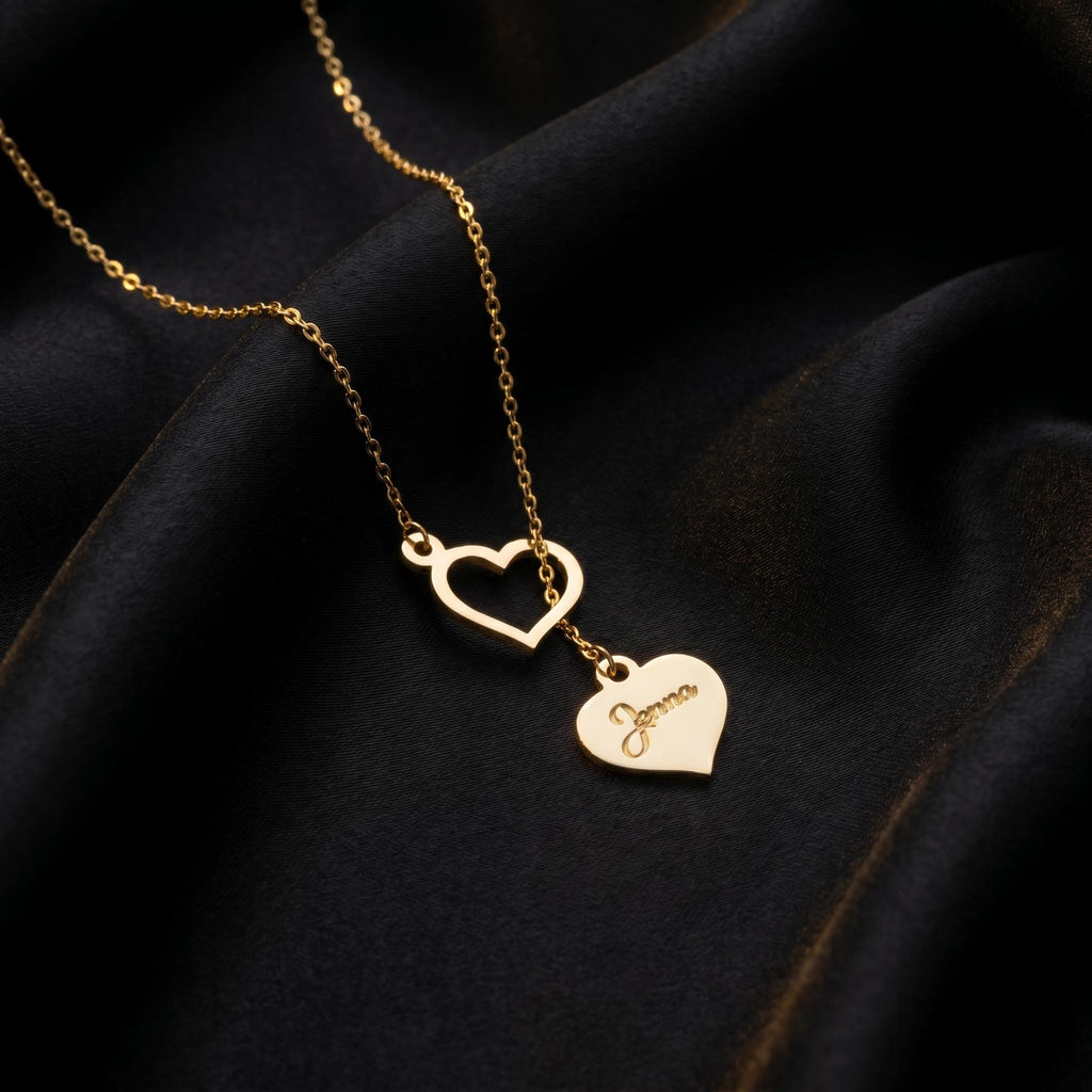 Heart Name Necklace, Custom Name Heart Pendant, Personalized Love Necklace, Dainty 925 Silver Gift for Her Mom Wife,14K Gold Plated
