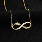 Infinity Name Necklace, Custom Two Name Pendant, Personalized Couples Jewelry, Infinity Symbol Gift for Wife Girlfriend
