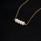 White Bead Necklace, Dainty Pearl Choker, Minimalist Beaded Necklace,925 Silver, 14K Gold Layering Jewelry, Everyday Gift for Her