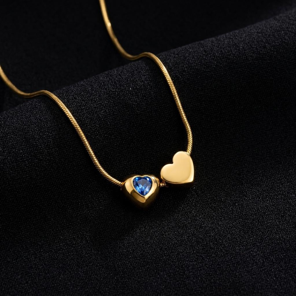 Birthstone Heart Necklace, Custom Gemstone Charm, Dainty Gold Heart Pendant, Personalized Birthday Jewelry, Minimalist Gift For Her