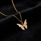 Butterfly Necklace, Colorful Butterfly Pendant, Dainty Gold Enamel Charm Jewelry, Minimalist Nature Necklace, Birthday Gift For Her