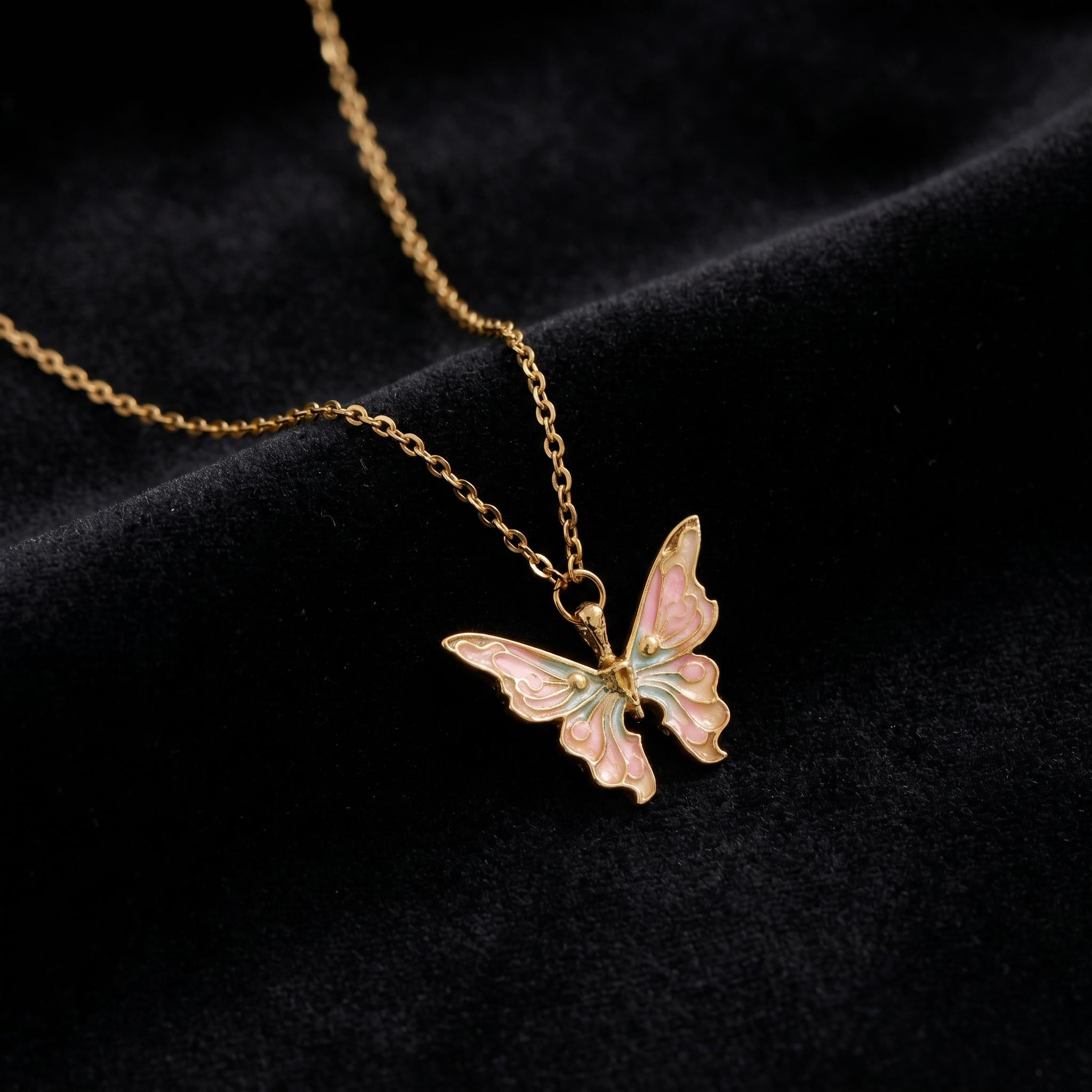 Butterfly Necklace, Colorful Butterfly Pendant, Dainty Gold Enamel Charm Jewelry, Minimalist Nature Necklace, Birthday Gift For Her