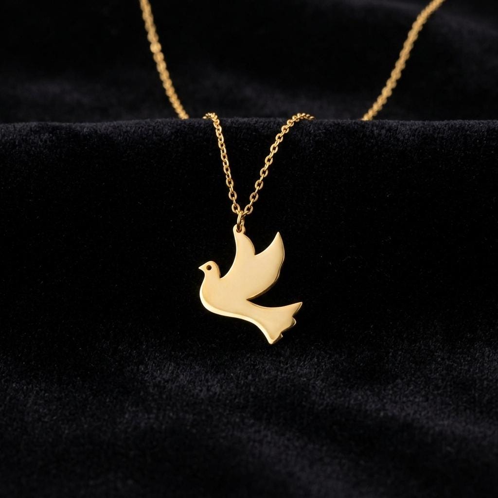 Dove Necklace, Sterling Silver Peace Bird Pendant, Minimalist Nature Jewelry, Religious Faith Gift for Her