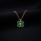 Four Leaf Clover Necklace, Dainty Green Clover Pendant, Gold Lucky Charm Jewelry, Minimalist Good Luck Necklace, Gift For Her