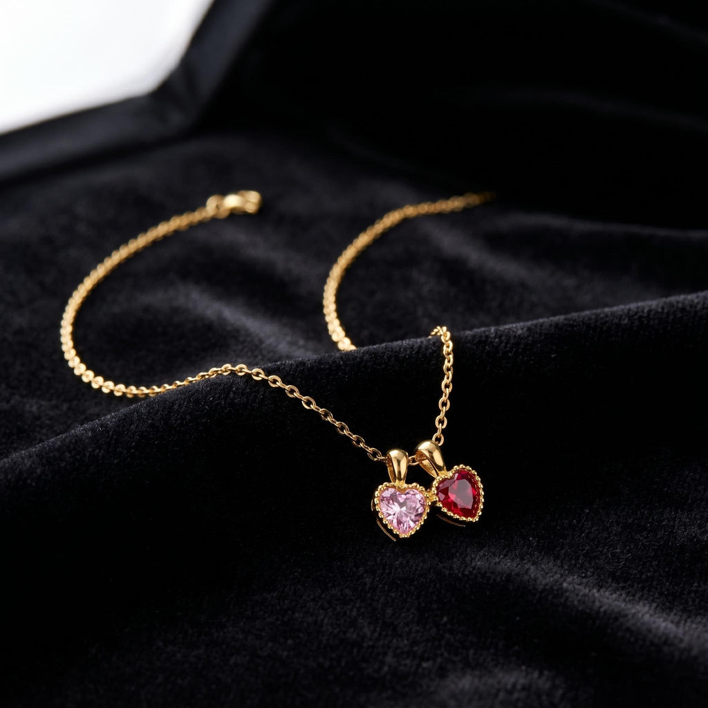 Personalized Double Birthstone Necklace, Custom Birth Month Charm Pendant, Dainty Gold Family Jewelry, Mom Grandma Birthday Gift For Her