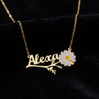 Personalized Daisy Name Necklace, Custom Floral Name Necklace, Daisy Flower Jewelry, Cute Personalized Gift For Women Her