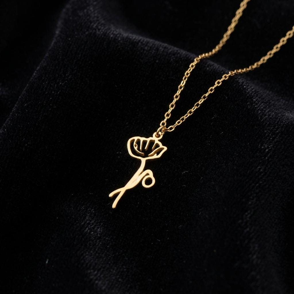 Personalized Birth Flower Necklace, Custom Botanical Floral Jewelry, 925 Silver Gold Finish