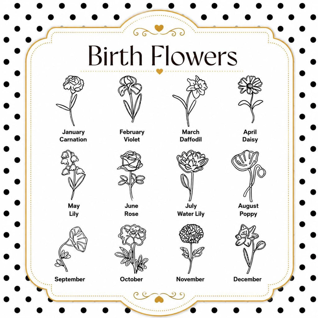 Personalized Birth Flower Necklace, Custom Botanical Floral Jewelry, 925 Silver Gold Finish