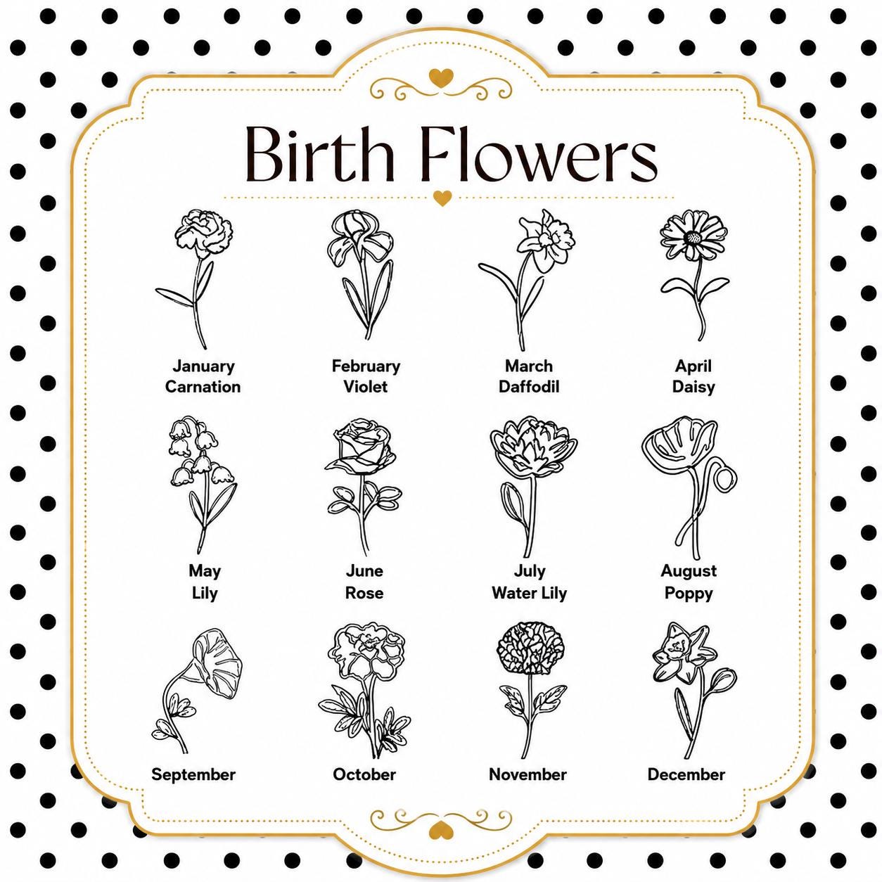 Personalized Birth Flower Necklace, Custom Botanical Floral Jewelry, 925 Silver Gold Finish