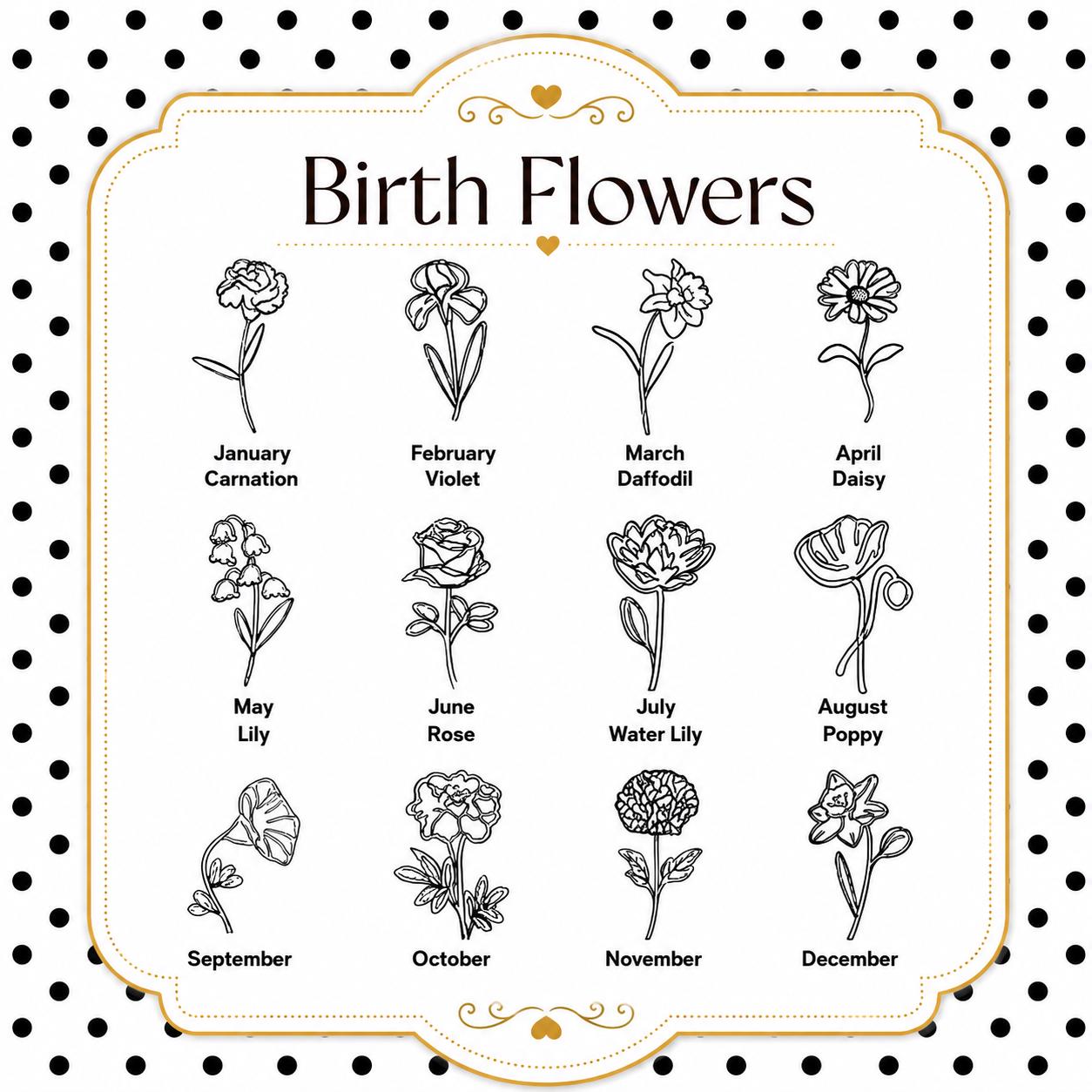 Personalized Birth Flower Necklace, Custom Botanical Floral Jewelry, 925 Silver Gold Finish