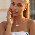 White Bead Necklace, Dainty Pearl Choker, Minimalist Beaded Necklace,925 Silver, 14K Gold Layering Jewelry, Everyday Gift for Her