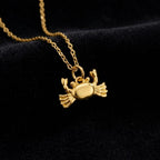 Cancer Zodiac Necklace, Crab Pendant Necklace, Astrology Jewelry Gift for Her, 925 Silver 14K Gold Plated, Cable or Rope Chain Necklace