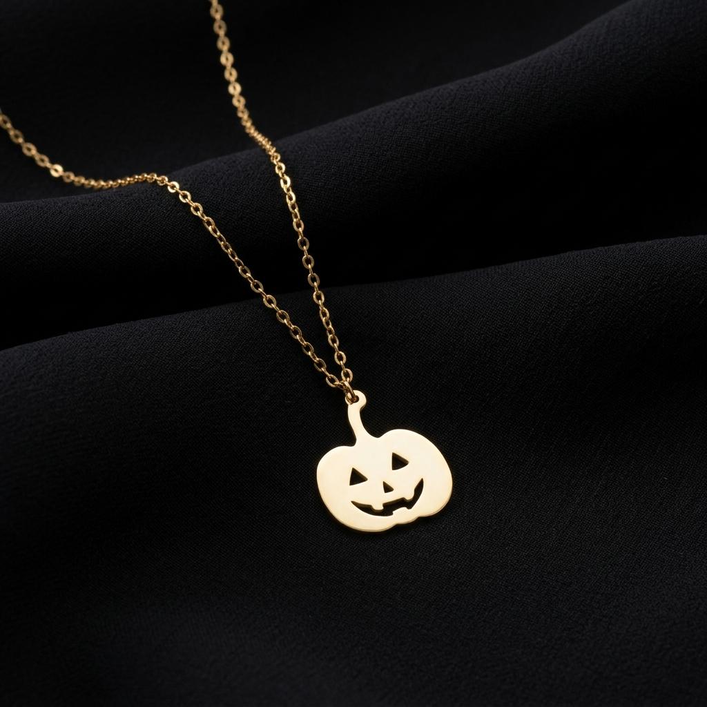 Halloween Pumpkin Necklace, Cute Pumpkin Pendant Necklace, Dainty Fall Jewelry, Spooky Season Charm, Minimalist Halloween Gift