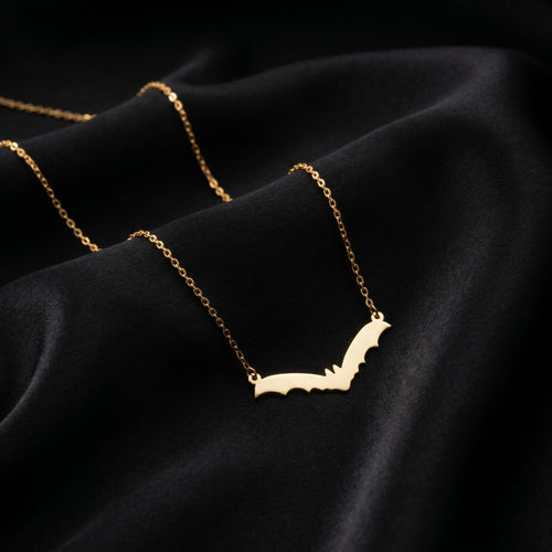 Bat Necklace, Halloween Bat Pendant Necklace, Gothic Minimalist Jewelry, Spooky Season Charm, Cute Fall Gift For Halloween Lovers