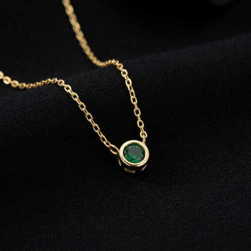 Birthstone Necklace, Custom Birth Month Pendant, Dainty Bezel Gemstone Jewelry, Personalized Birthday Gift for Her Mom