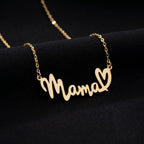 Mama Necklace, Custom Name Nameplate Pendant, Personalized Mom Necklace with Heart, New Mom Gift, Mother's Day Gift