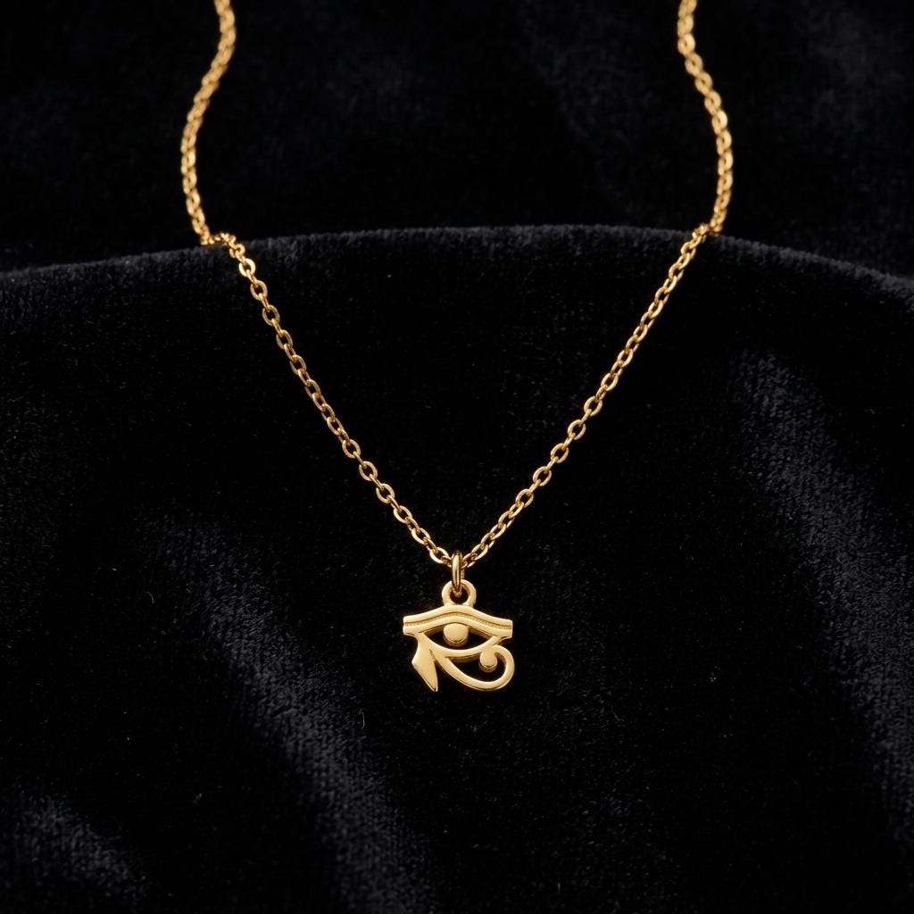 Eye of Horus Necklace, Dainty Egyptian Eye Charm Pendant, Minimalist Gold Protection Jewelry, Meaningful Good Luck Gift For Her