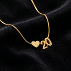 Personalized Number Necklace With Heart, Custom Age Year Date Pendant, Dainty Gold Jewelry, Birthday Anniversary Graduation Gift For Her