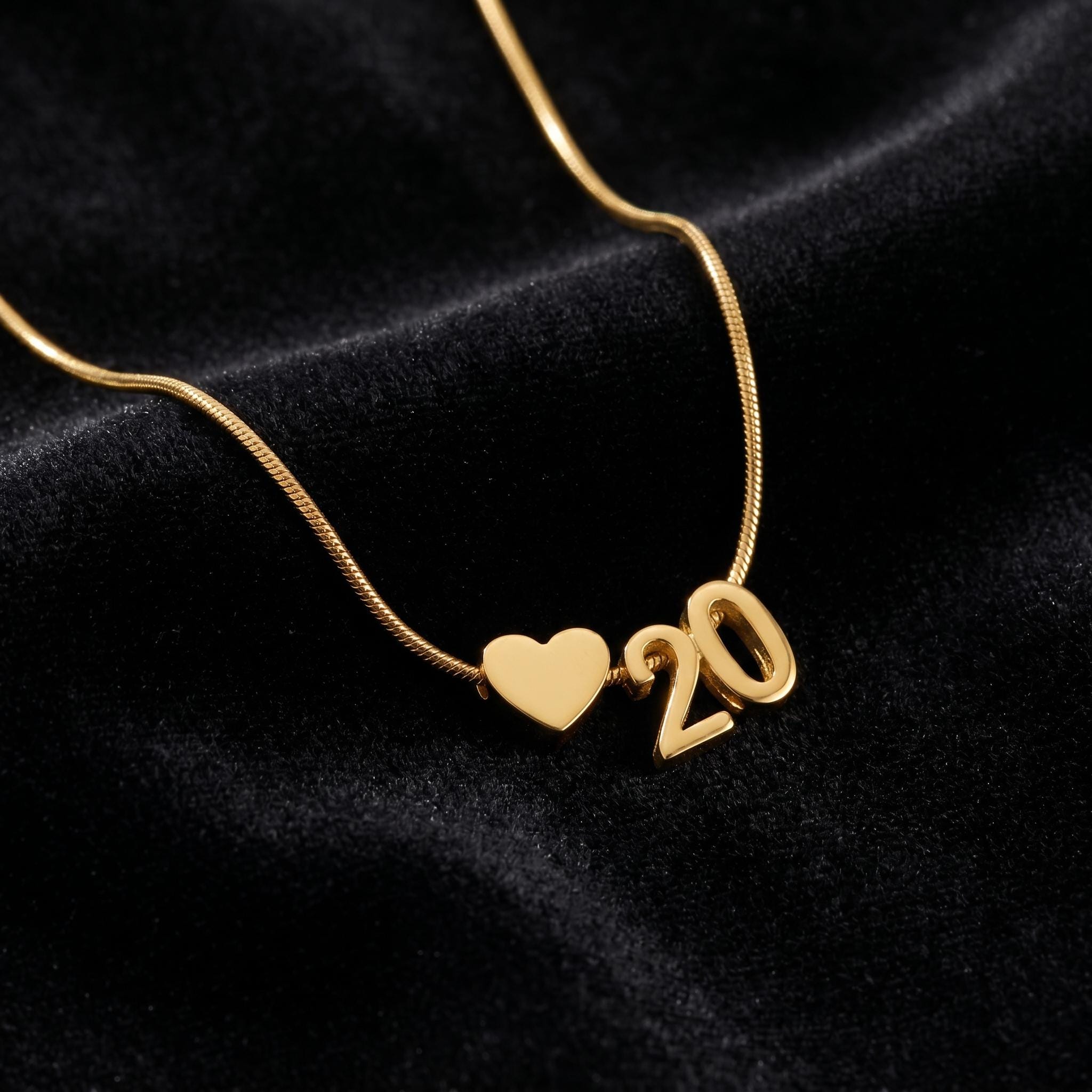 Personalized Number Necklace With Heart, Custom Age Year Date Pendant, Dainty Gold Jewelry, Birthday Anniversary Graduation Gift For Her
