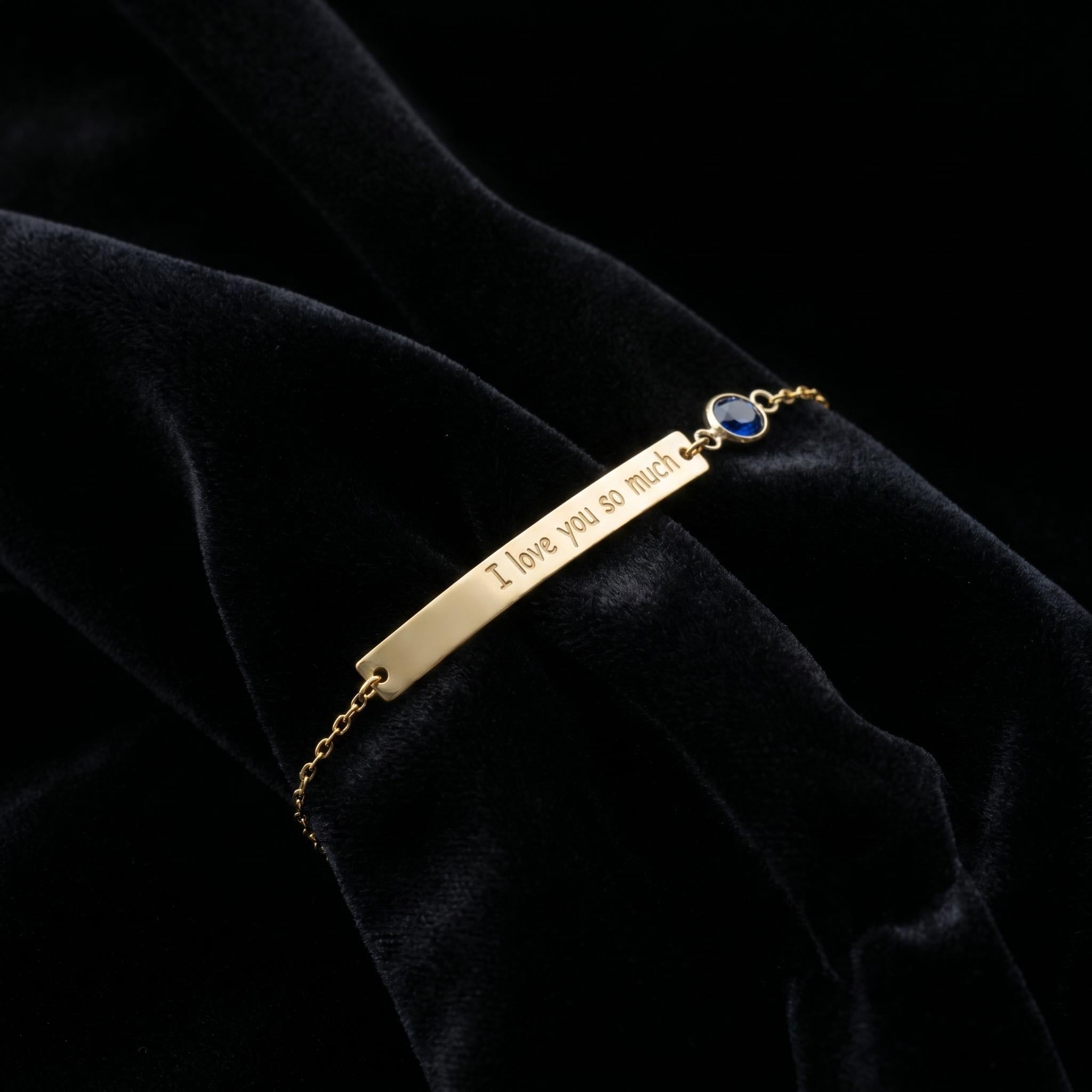 Personalized Birthstone Bar Bracelet, Custom Engraved Name Bracelet, Birth Month Jewelry, 925 Silver 14K Gold Plated Gift for Her