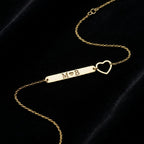 Personalized Initial Bracelet, Custom Couple Initial Bar Bracelet, Heart Charm Bracelet, 925 Silver 14K Gold Plated Gift for Women