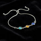 Personalized Birthstone Bracelet, Custom Multi Birthstone Bracelet, Adjustable Bolo Bracelet, Family Jewelry, 925 Silver Gift for Her